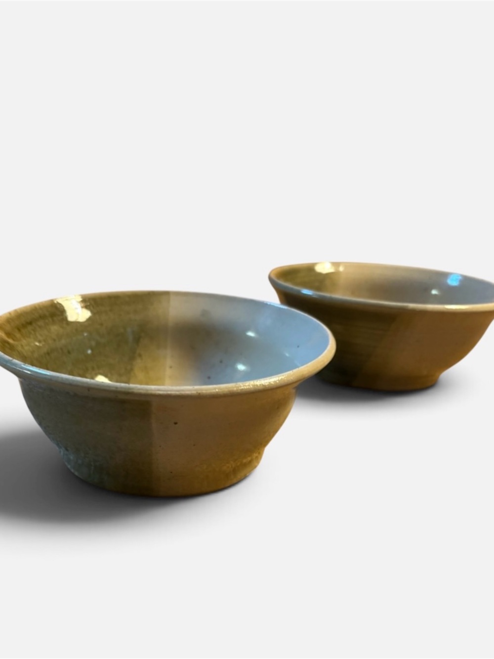 Pottery handmade pair of serving bowls